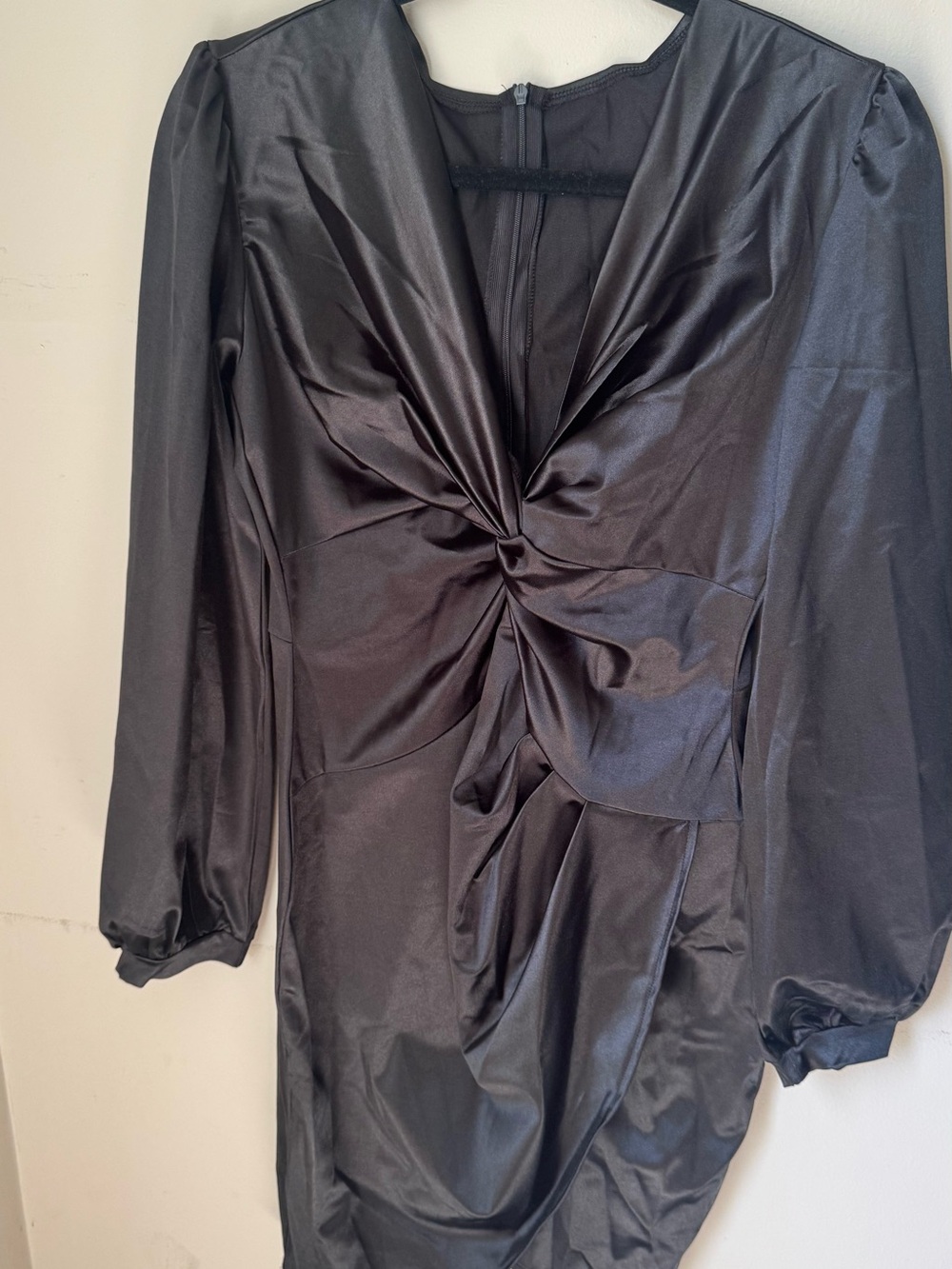 Women's Black Twist-Front Satin Dress Jacket